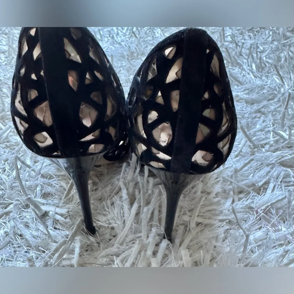 Jimmy Choo black velvet laser cut heels - Picture 7 of 11